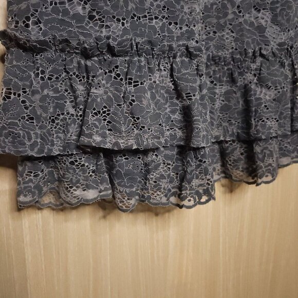 Altar'd State Womens Slate Blue Lace Sleeveless Ruffle Bottom Dress Small - Picture 5 of 8